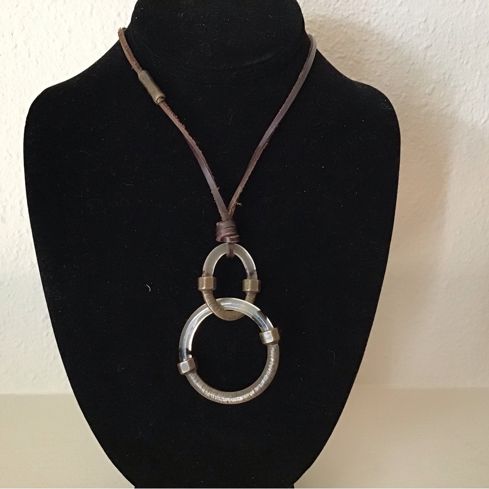 Handmade by Sweet Lola rope and plastic ring necklace. 21” full length. …